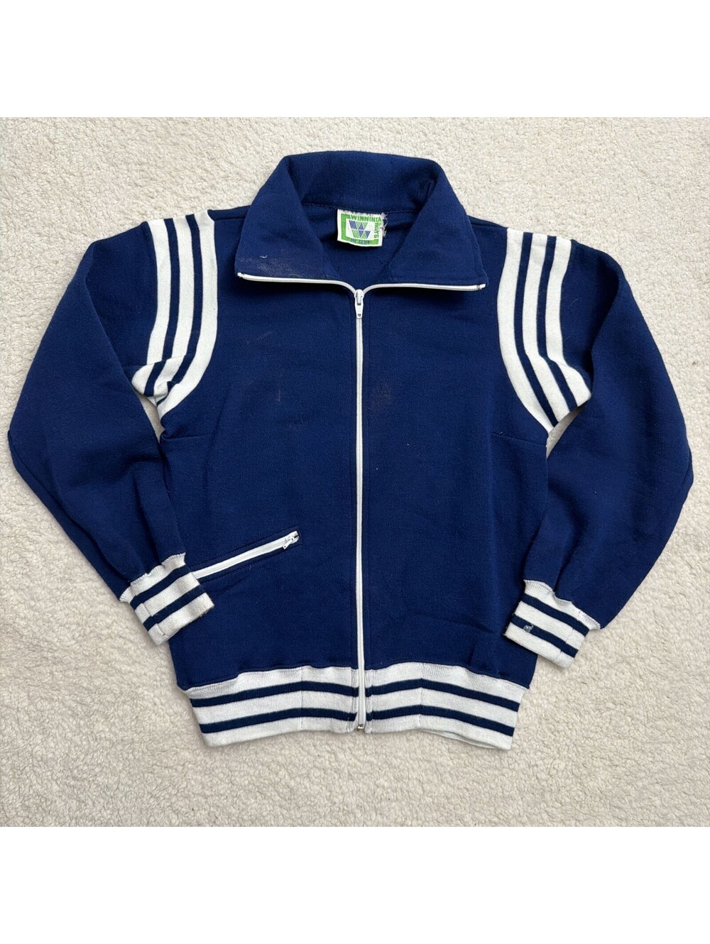 Vintage 70s 80s Winning Ways Track Jacket Stripe Full Zip Mens Small Repaired